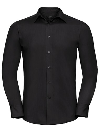 RUS-0R924M0-Men's Long Sleeve Tailored Polycotton Poplin Shirt